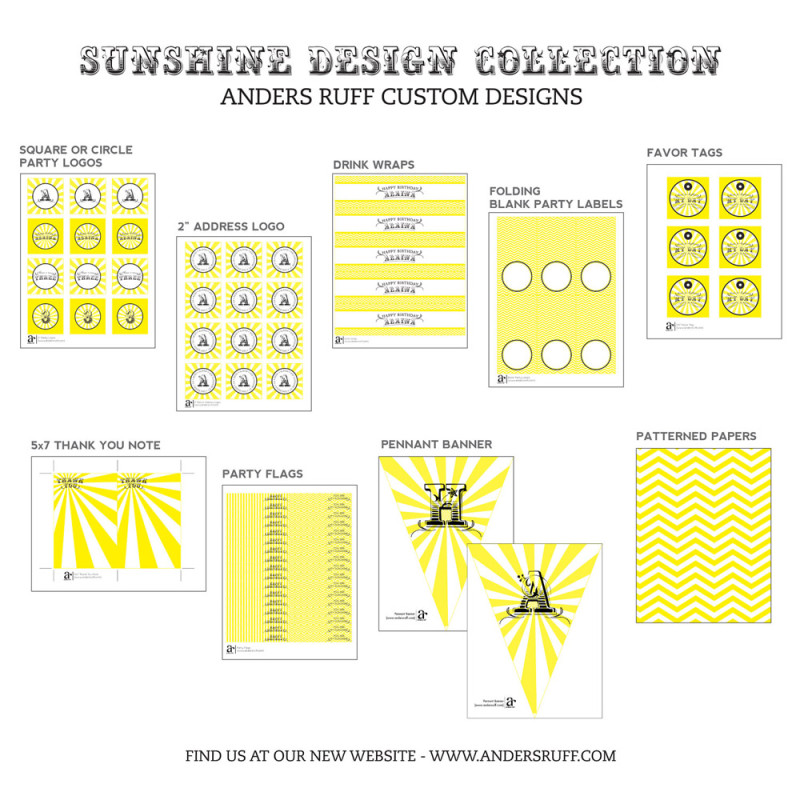 Sunshine Birthday Party Printables Collection